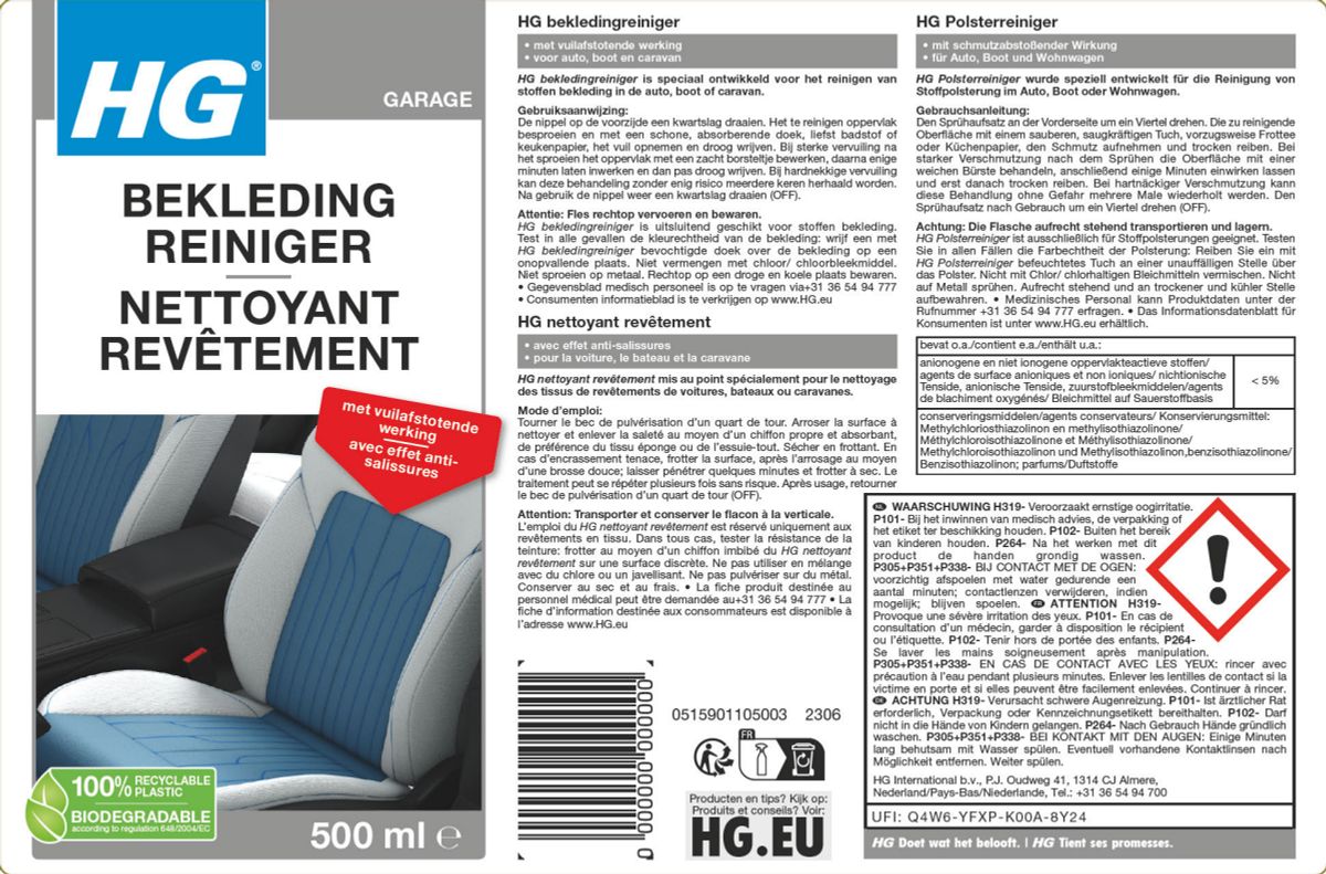Bekleding Reiniger afbeelding van document #1, label