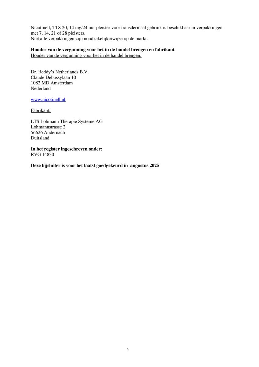 Pleisters 14 mg - voor stoppen met roken afbeelding van document #9, leaflet