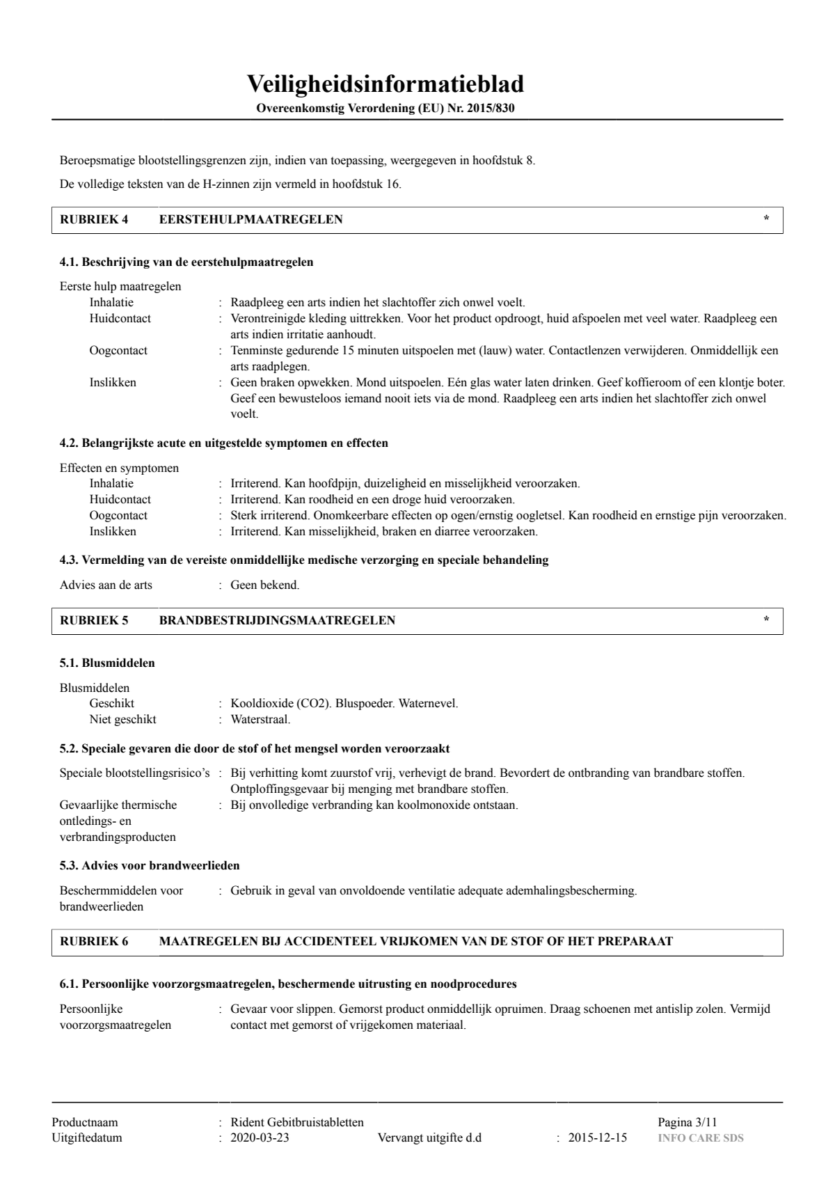 Gebitsbruistabletten Regular afbeelding van document #3, instructions