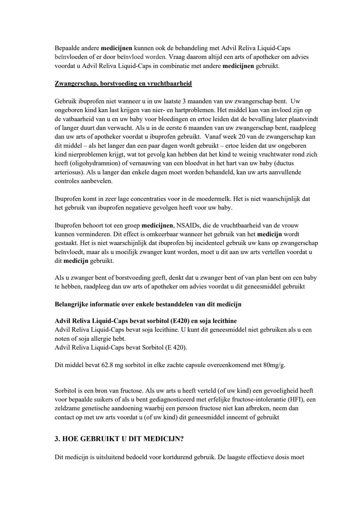 Advil Reliva Liquid Capsules 200 mg - voor pijn en koorts afbeelding van document #4, leaflet