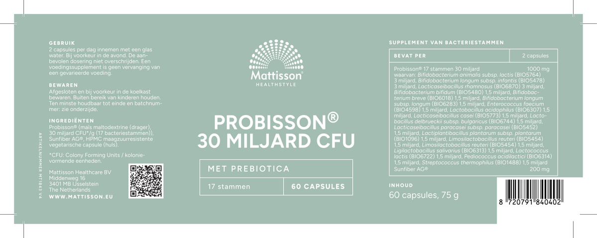 Probisson® 30 Miljard CFU 1200mg Capsules afbeelding van document #1, label