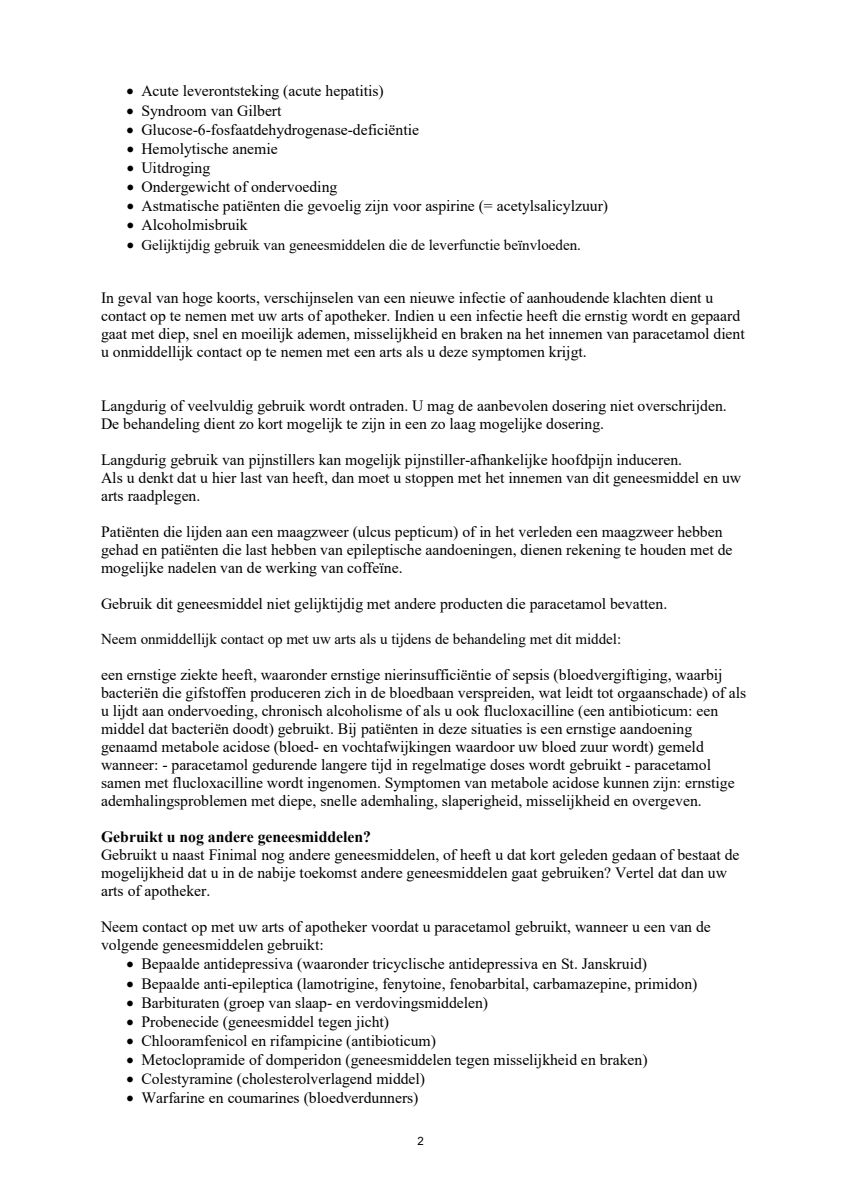 Paracetamol 500mg/Coffeine 50mg afbeelding van document #2, leaflet
