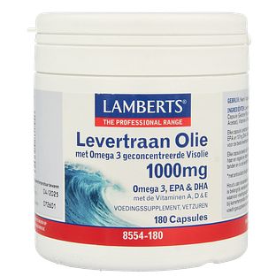 Lamberts Levertraanolie 1000mg Capsules 180CP Lamberts Levertraanolie 1000mg Capsules 180CP