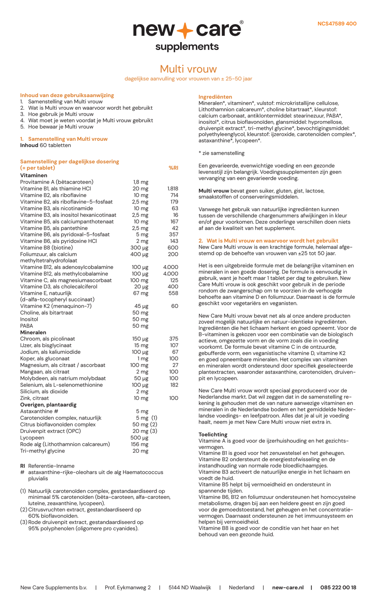 Multi Vrouw Tabletten afbeelding van document #1, instructions