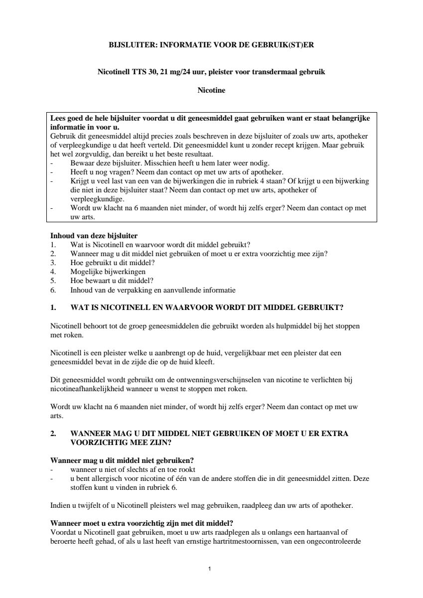 Pleisters 21 mg - voor stoppen met roken afbeelding van document #1, leaflet