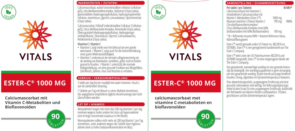Ester-C 1000mg Tabletten afbeelding van document #1, label