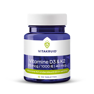 Vitakruid Vitamine D3 & K2 25mcg/1000IE/40mcg Tabletten 90TB
