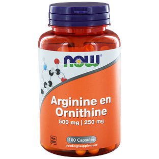 NOW Arginine & Ornithine 500/250 Capsules 100ST