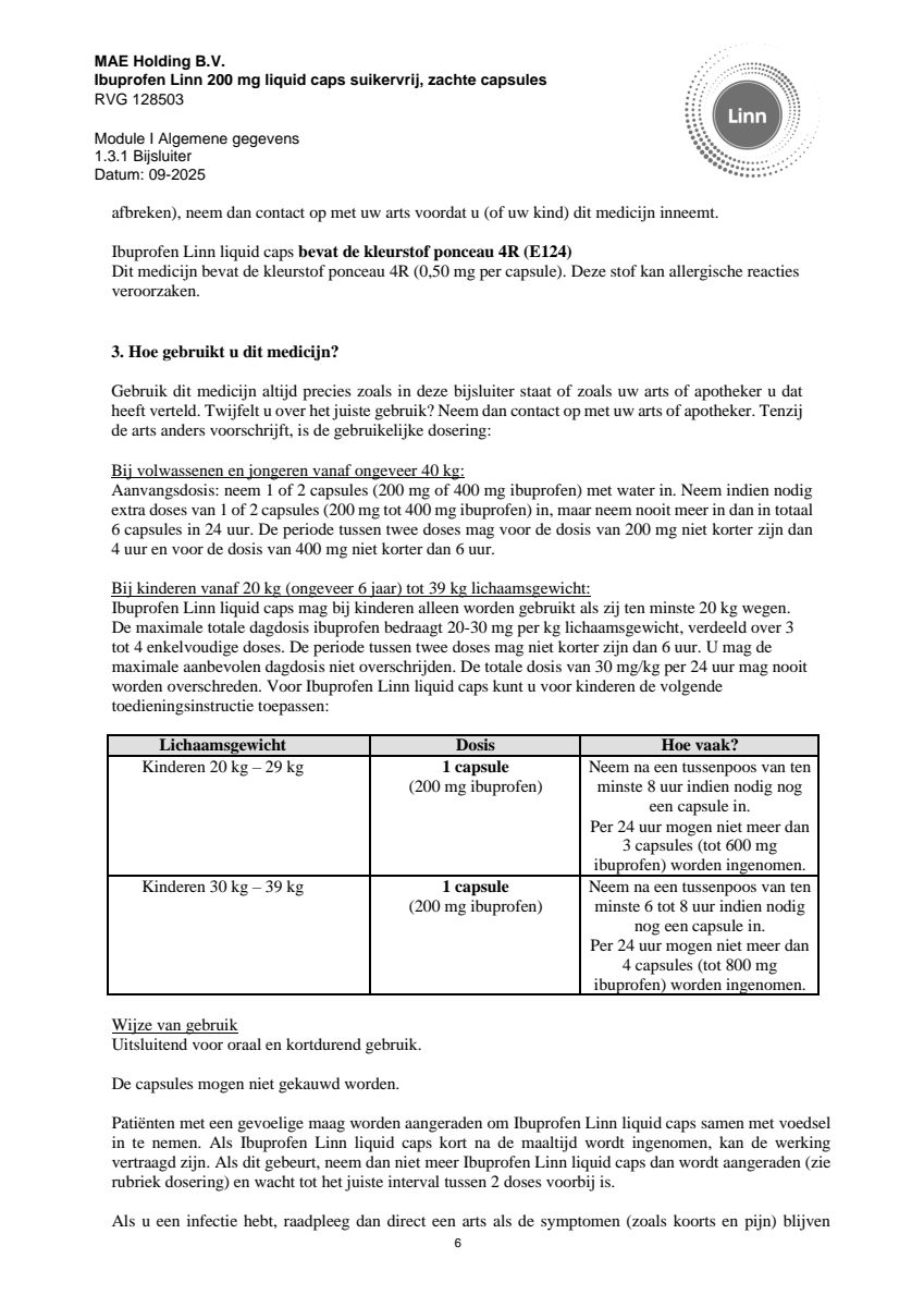 Ibuprofen Liquid Caps 200mg Suikervrij afbeelding van document #6, leaflet