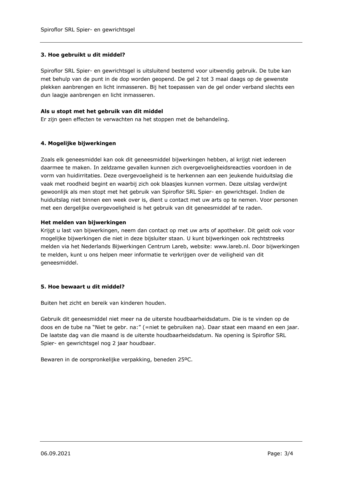 Spiroflor SRL Gel Tube afbeelding van document #3, leaflet