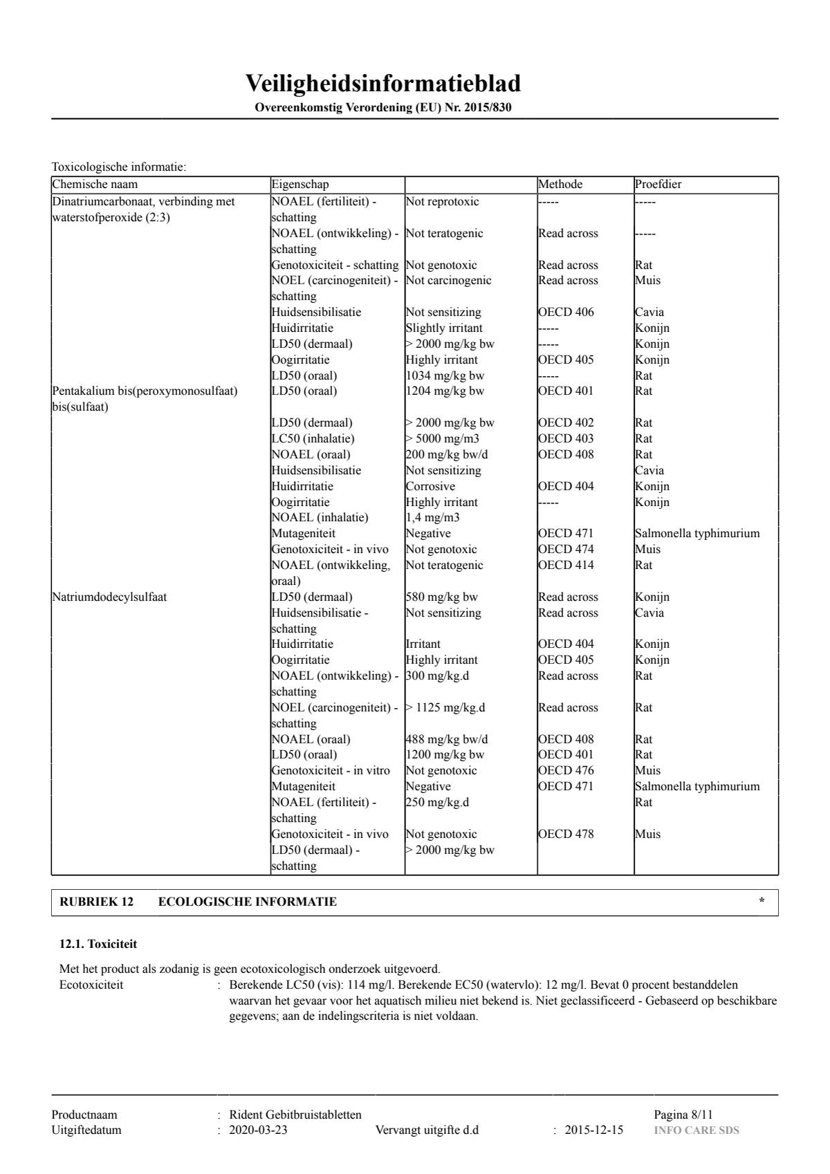 Gebitsbruistabletten Regular afbeelding van document #8, instructions