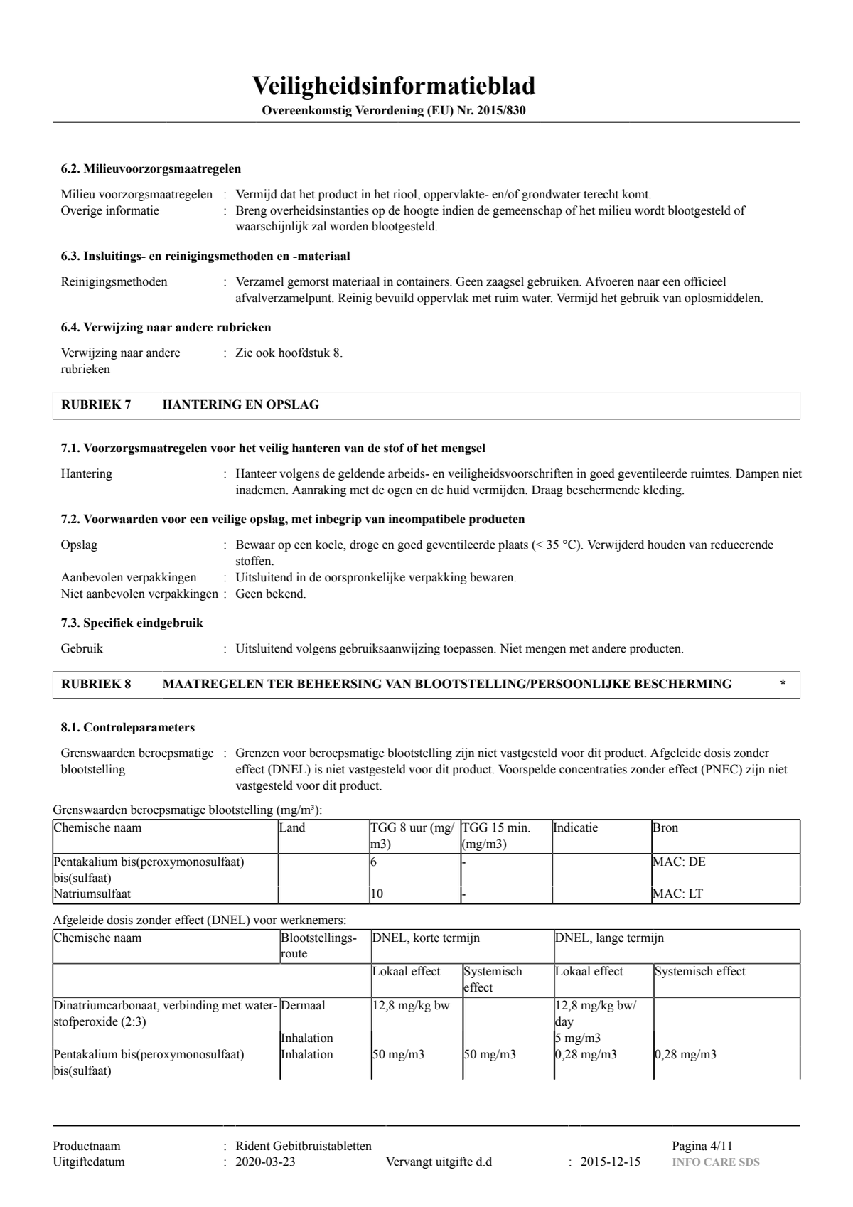 Gebitsbruistabletten Regular afbeelding van document #4, instructions