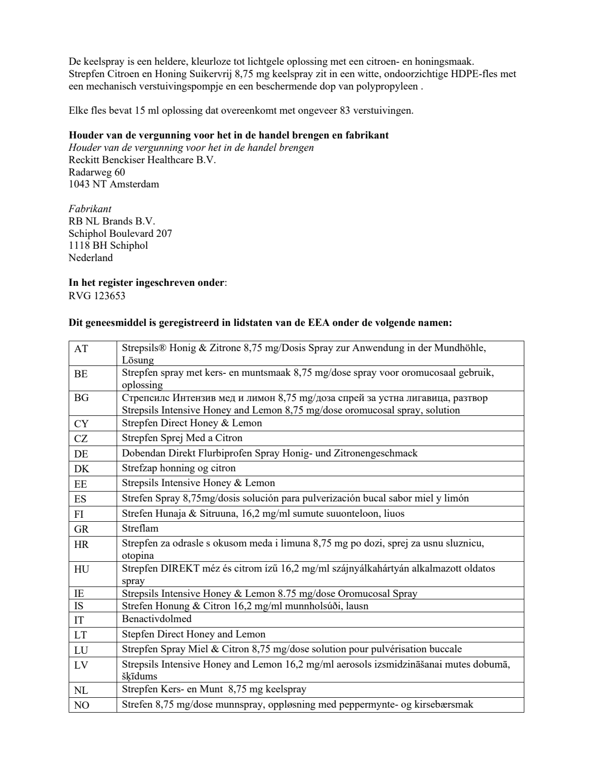 Citroen en Honing Suikervrij 8,75mg Keelspray afbeelding van document #7, leaflet
