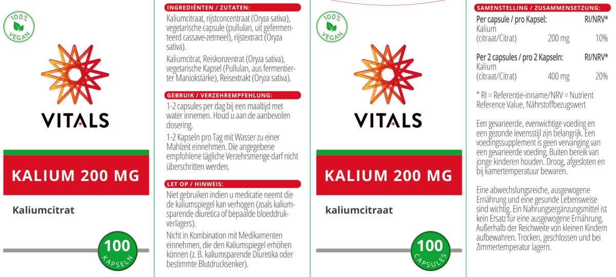 Kalium 200mg Capsules afbeelding van document #1, label
