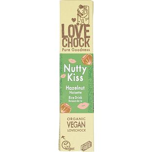 Lovechock Nutty Kiss Vegan Hazelnoot Chocolade 40GR Lovechock Nutty Kiss Vegan Hazelnoot Chocolade 40GR