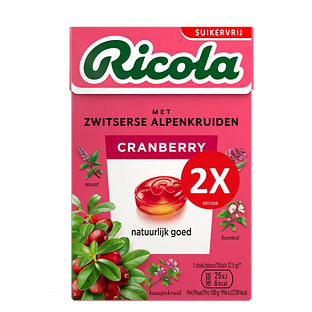 Ricola Keelpastilles Cranberry Suikervrij 100GR
