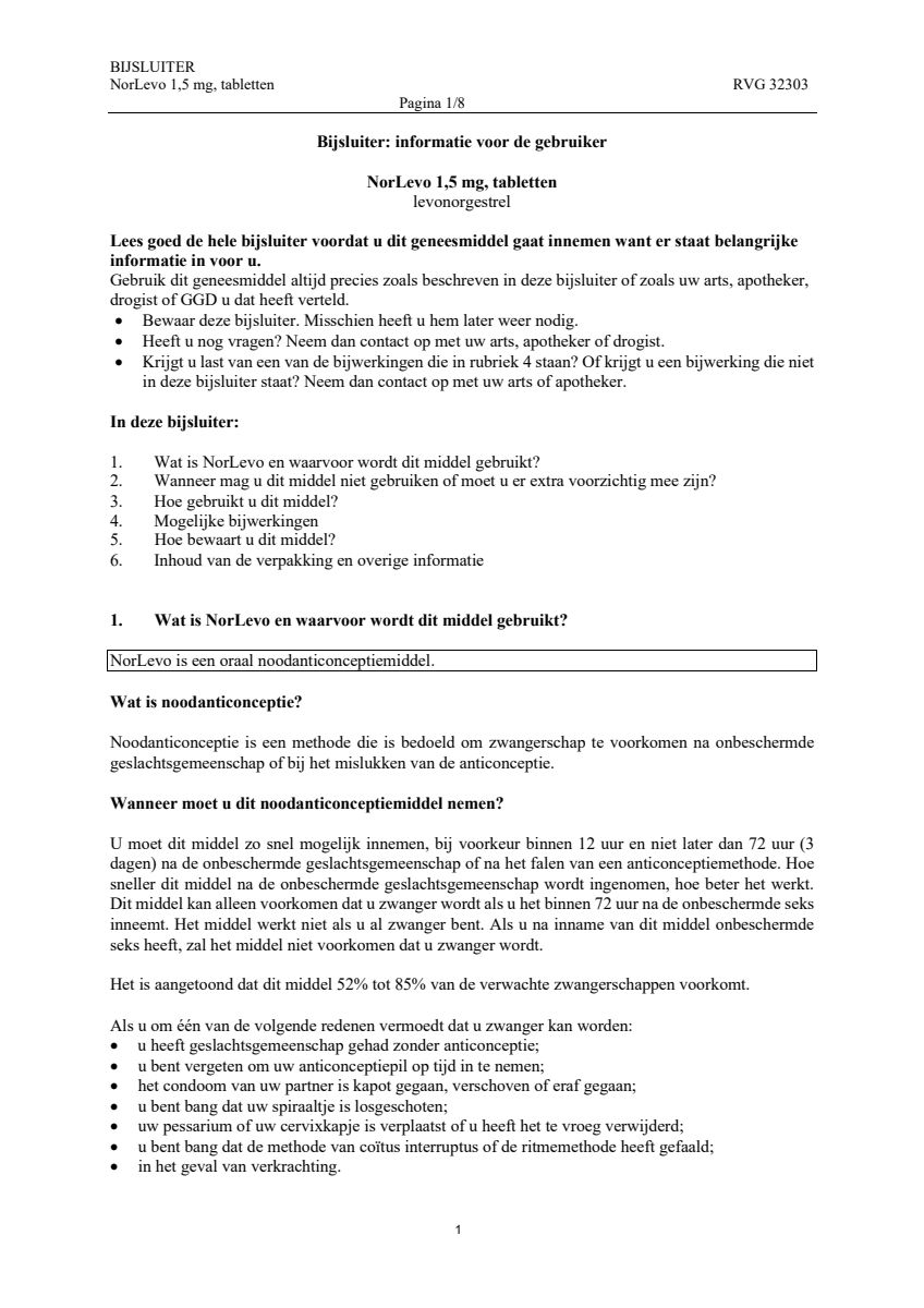 Morning After Pil 1,5 mg afbeelding van document #1, leaflet