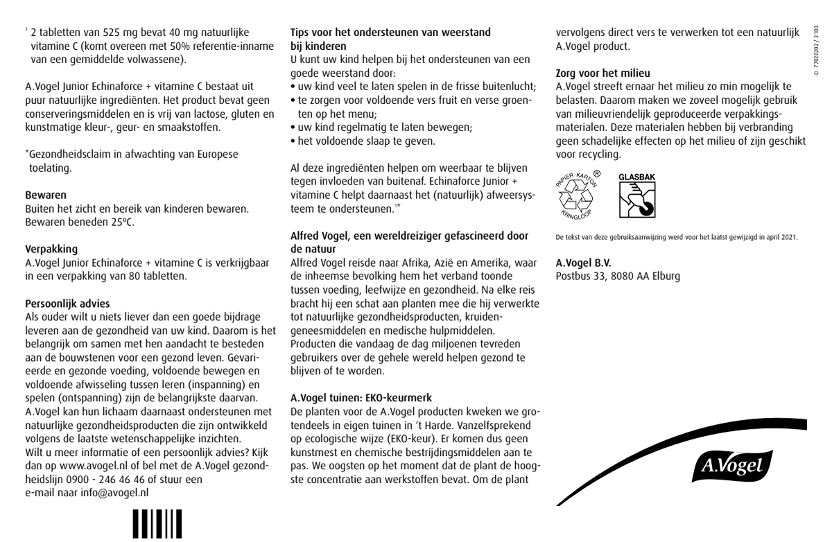 Echinaforce Junior met Vitamine C Kauwtabletten afbeelding van document #2, instructions