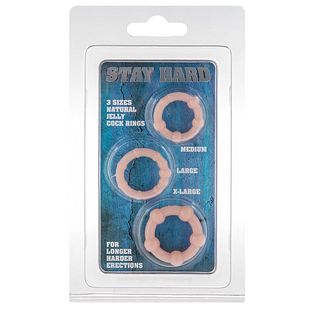 Eros Stay Hard Cock Rings Natural Jelly 3ST