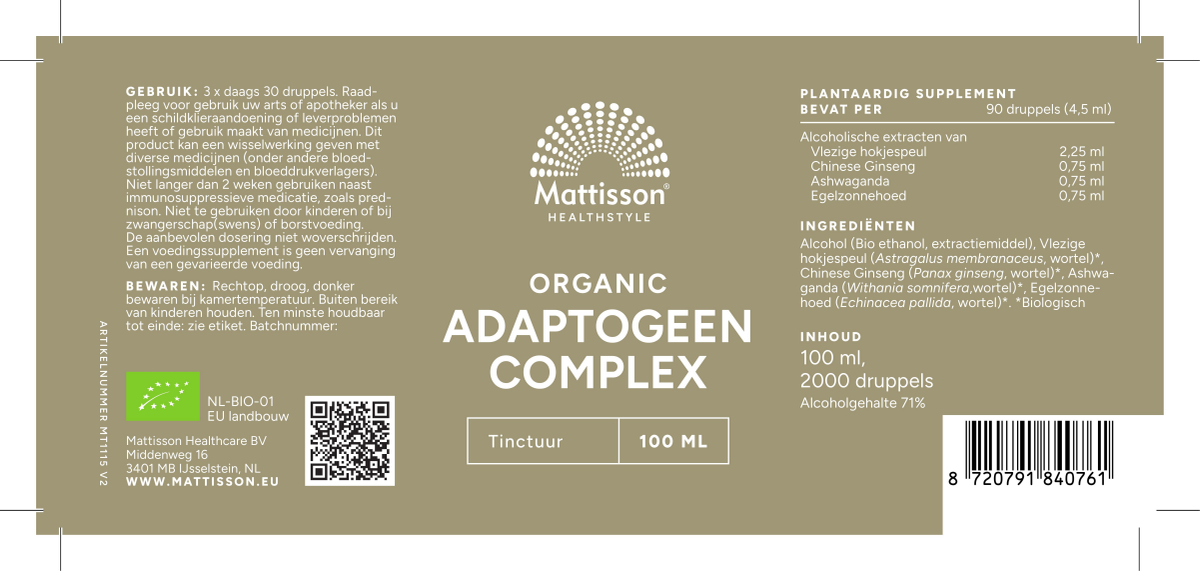 Biologisch Adaptogenen Complex Druppels afbeelding van document #1, label