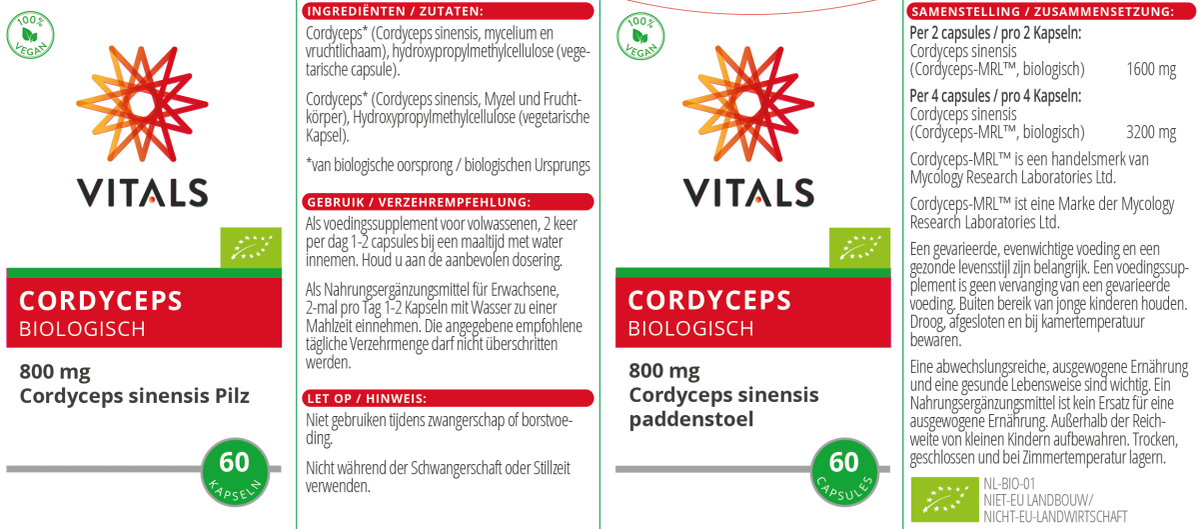 Cordyceps Biologisch Capsules afbeelding van document #1, label