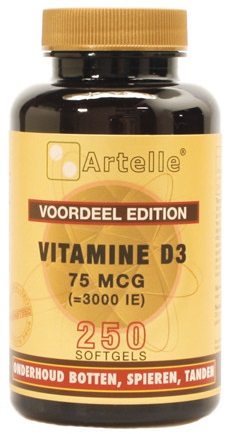 Artelle Vitamine D3 75mcg Softgels 250st afbeelding 1