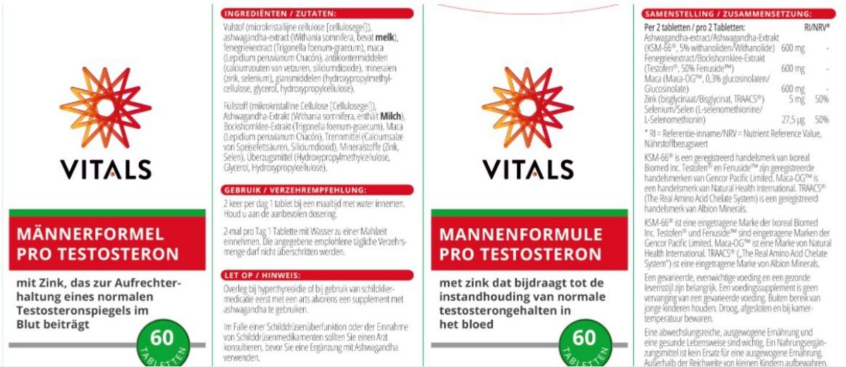 Mannenformule Pro Testosteron Tabletten afbeelding van document #1, label