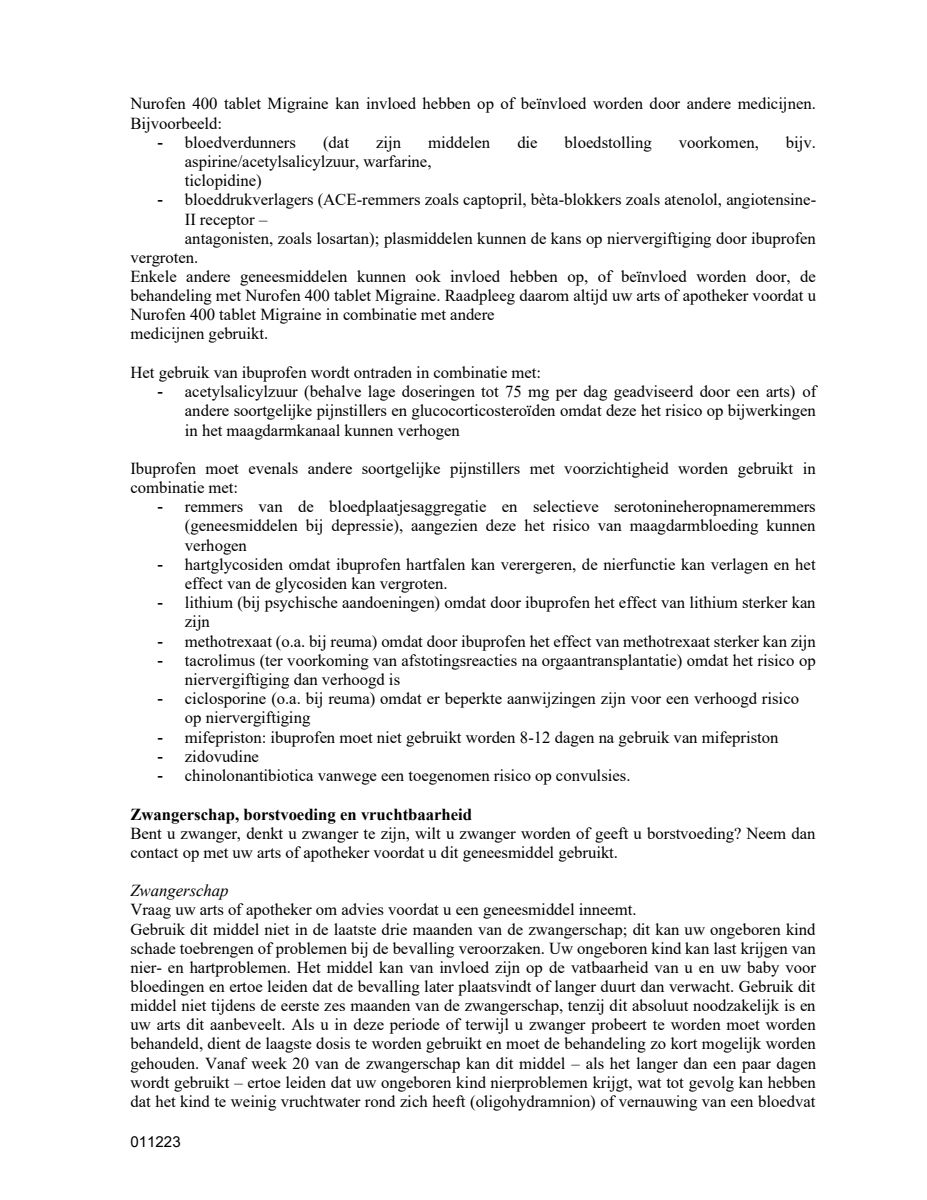 Migraine 400mg Tabletten afbeelding van document #3, leaflet