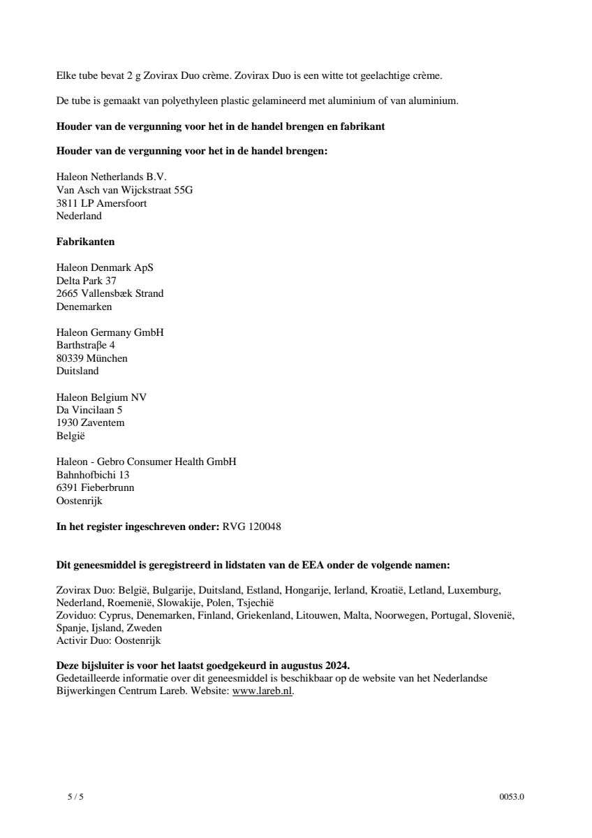 Koortslipcrème Duo afbeelding van document #5, leaflet