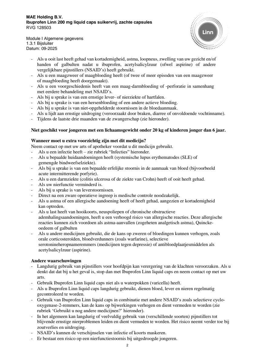 Ibuprofen Liquid Caps 200mg Suikervrij afbeelding van document #2, leaflet