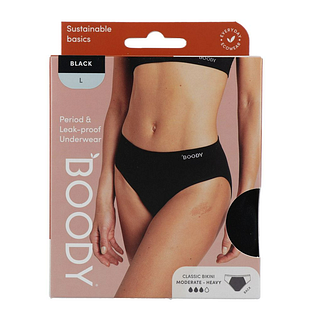 Boody Menstruatieondergoed Bikinislip Zwart Normaal/Hevig Maat L 1ST