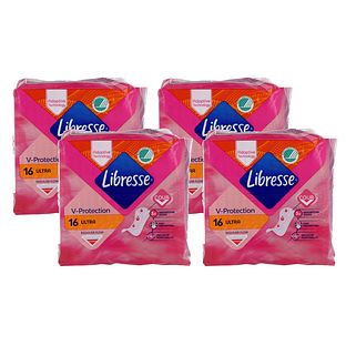 Libresse V-Protection Ultra Normal Maandverband Multiverpakking 4x16ST Libresse V-Protection Ultra Normal Maandverband Multiverpakking 4x16ST