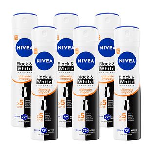 Nivea Black &amp; White Invisible Ultimate Impact Deodorant Spray Multiverpakking 6x150ML