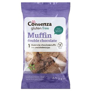 Consenza Glutenvrij Double Chocolate Muffin 65GR Consenza Glutenvrij Double Chocolate Muffin 65GR