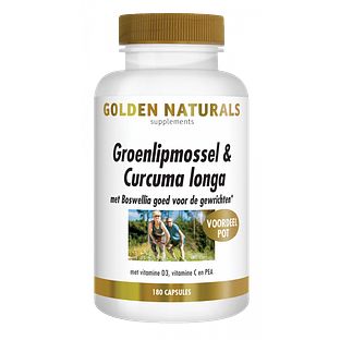 Golden Naturals Groenlipmossel & Curcuma longa Capsules 180CP Golden Naturals Groenlipmossel & Curcuma longa Capsules 180CP