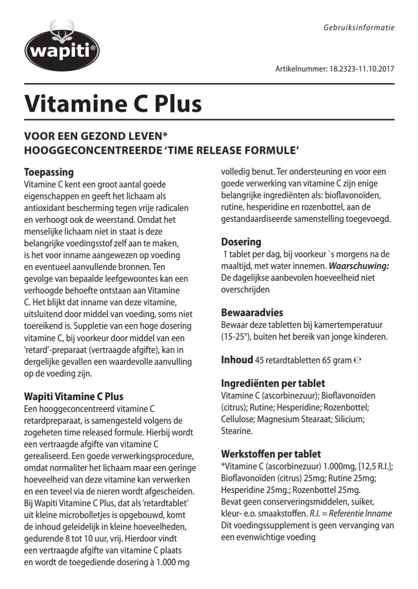 Vitamine C Plus Tabletten afbeelding van document #1, instructions