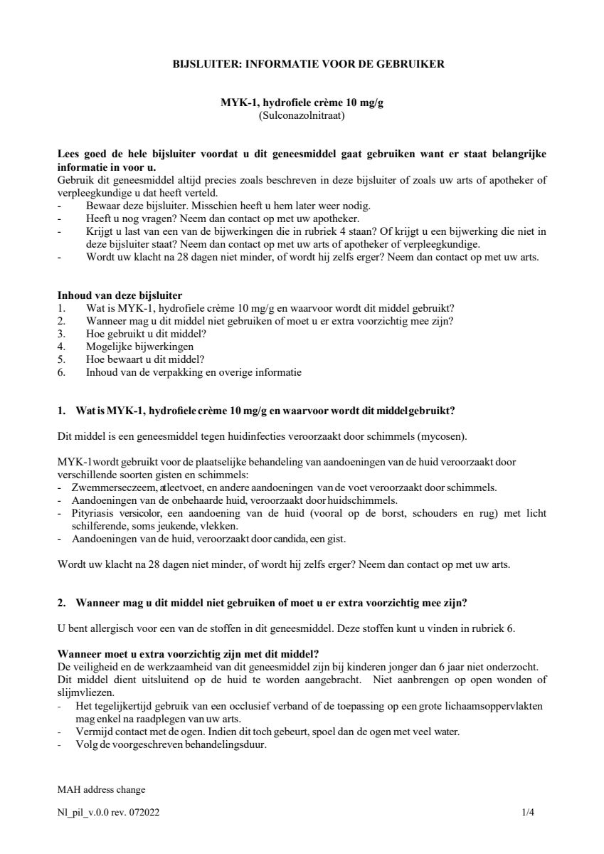 hydrofiele crème 10mg/g - bij schimmelinfecties van de huid - afbeelding van document #1, leaflet
