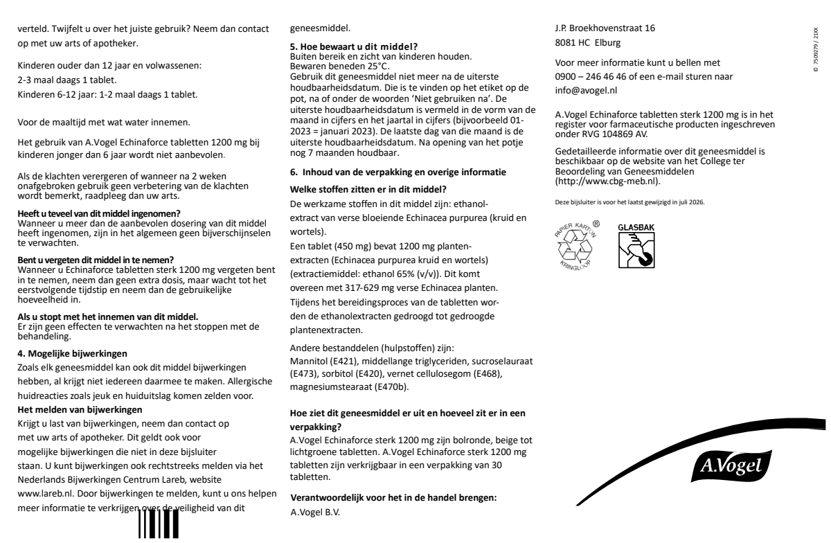 Echinaforce Sterk 1200mg Tabletten afbeelding van document #2, leaflet