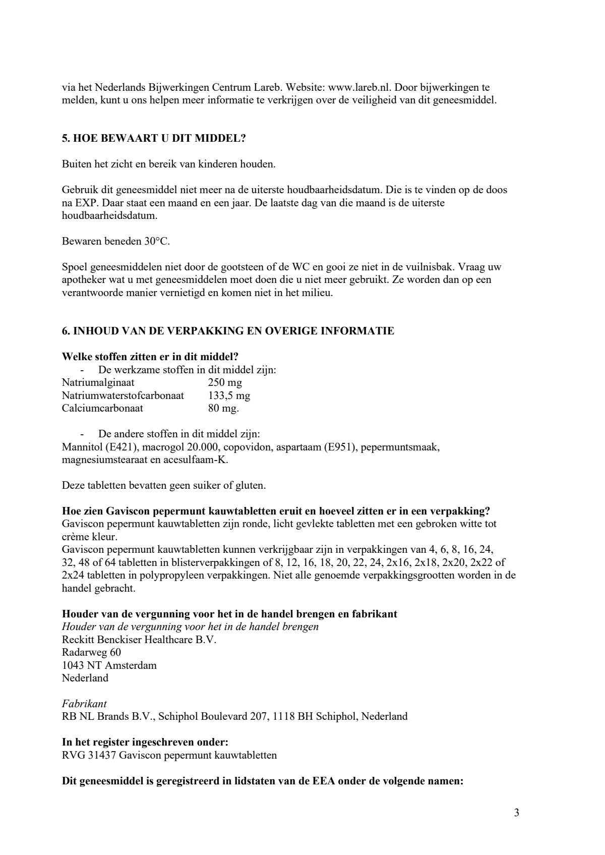 250 Pepermunt Kauwtabletten afbeelding van document #3, leaflet
