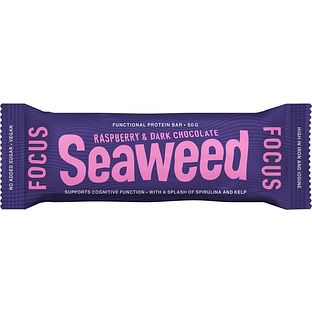 Seaweed Focus Proteinbar Raspberry & Dark Chocolate 50GR Seaweed Focus Proteinbar Raspberry & Dark Chocolate 50GR
