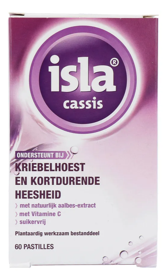 Isla Cassis Keelpastilles - bij kriebelhoest en kortdurende heesheid afbeelding