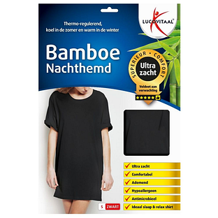 Lucovitaal Bamboe Nachthemd Zwart S 1ST