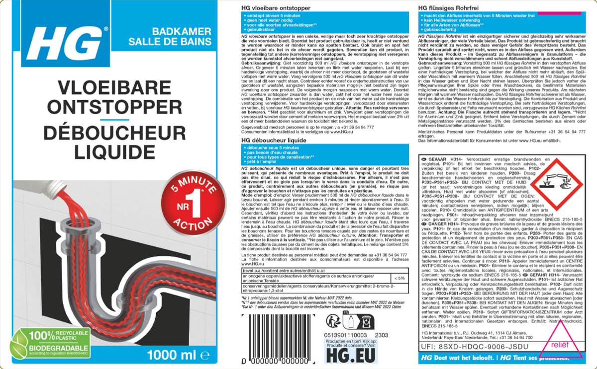 Badkamer Vloeibare Ontstopper afbeelding van document #1, label