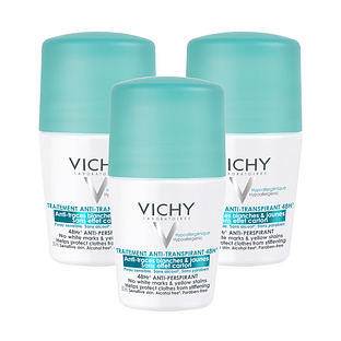 Vichy Anti-Transpiratie Anti-Witte en Gele Vlekken Roller 48 uur - Multiverpakking 3x50ML
