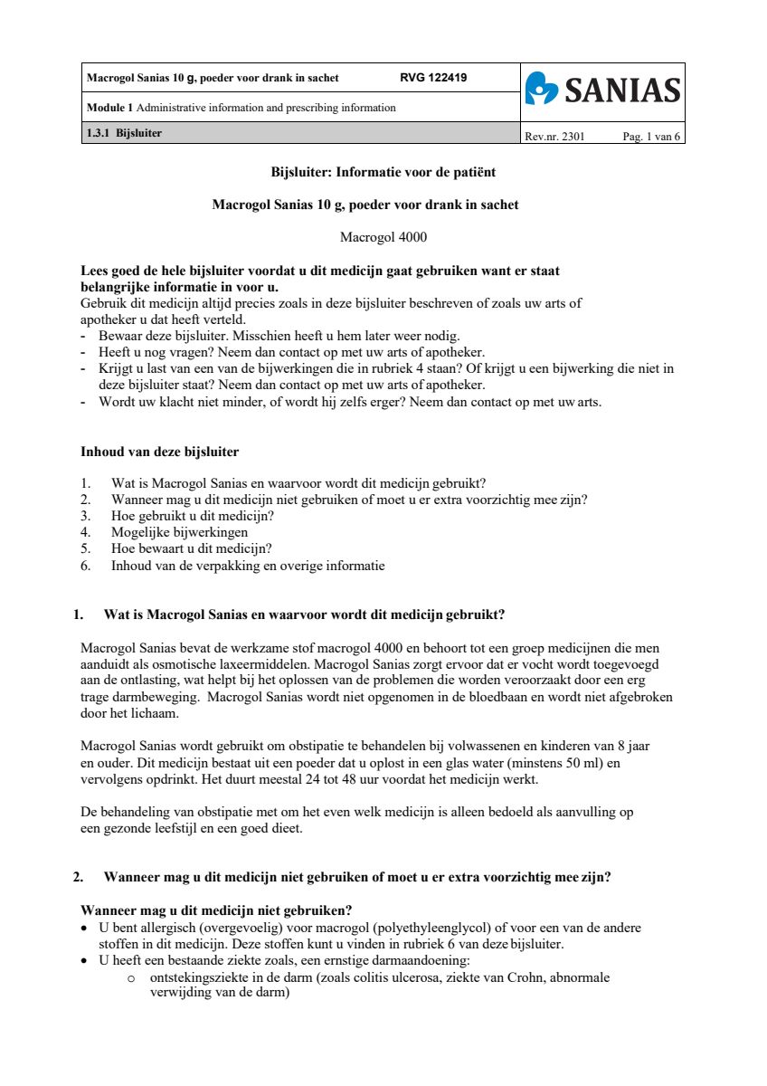 Macrogol Poeder 10gr afbeelding van document #1, leaflet
