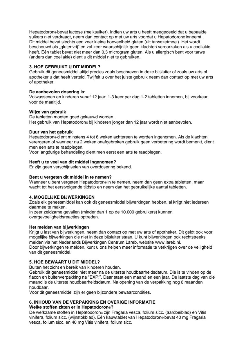Hepatodoron Tabletten afbeelding van document #2, leaflet