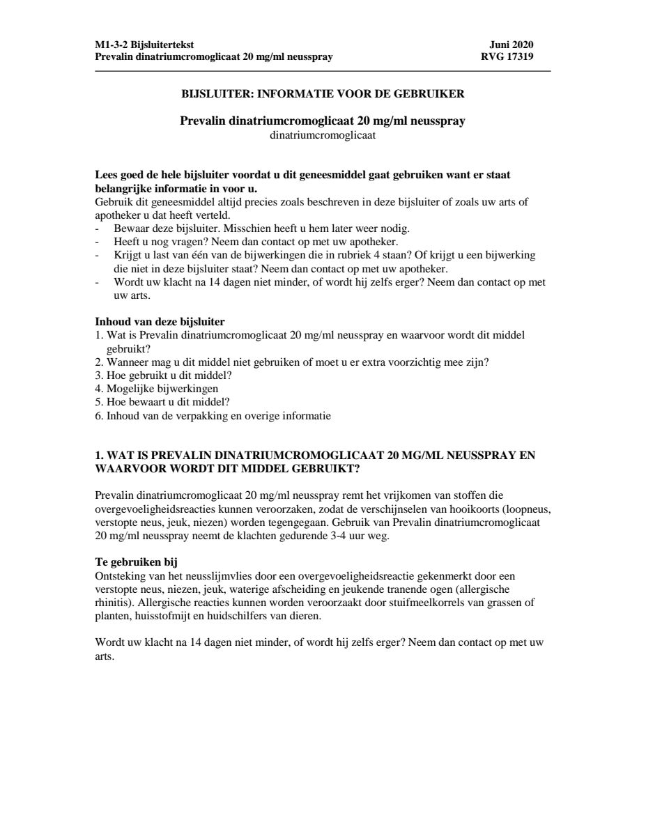 Neusspray 20mg/ml (hooikoorts) afbeelding van document #1, leaflet