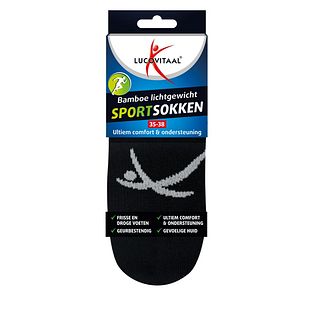 Lucovitaal Sportsokken Bamboe Zwart 35-38 1PR