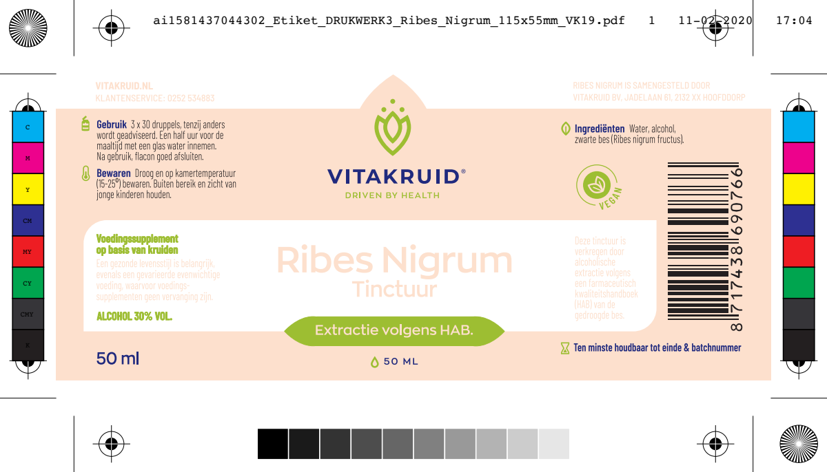 Ribes Nigrum Zwarte bes tinctuur 1:10 afbeelding van document #1, label