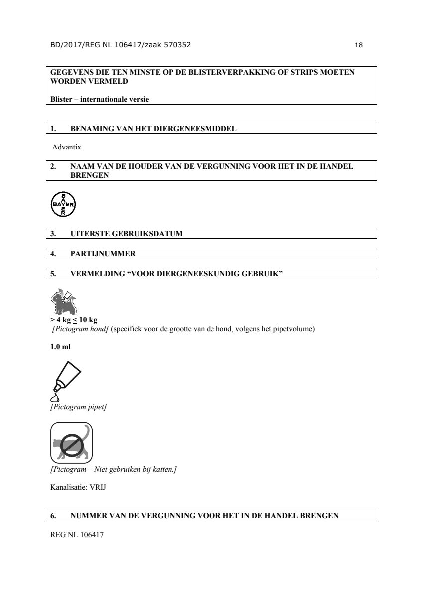 Hond 100/500 (4-10kg) Spot-on Solution Pipetten afbeelding van document #18, instructions